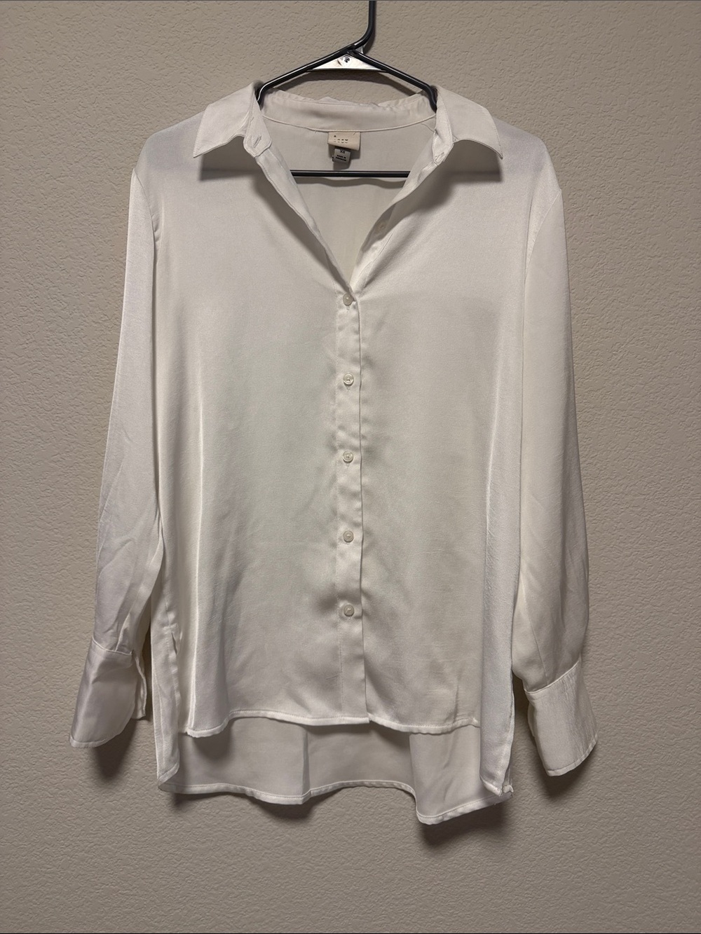 a new day White Satin-Look Button-Down Shirt